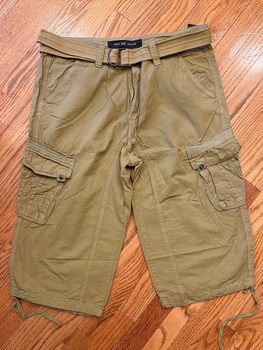 X RAY Men's Belted Long Cargo Shorts for Men, Below Knee Length Mens Cargo Short